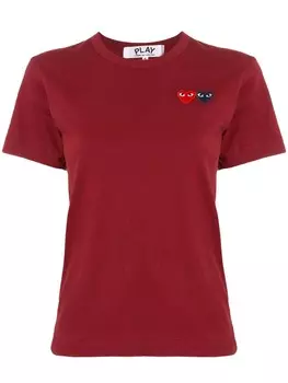 Comme Des Garons Play футболка с круглым вырезом и вышитым логотипом, красный