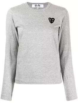 Comme Des Garons Play футболка с нашивкой-логотипом, серый