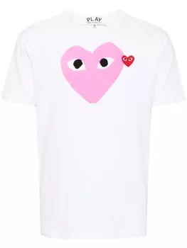 Comme Des Garons Play футболка с принтом в виде сердца, белый