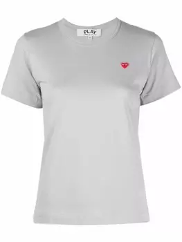 Comme Des Garons Play футболка с вышитым логотипом, серый