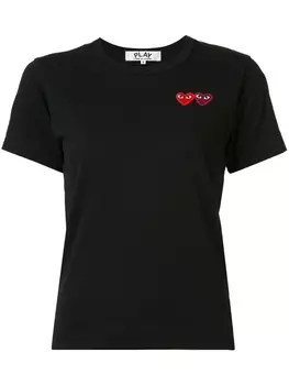 Comme Des Garons Play футболка с вышитыми сердцами, черный