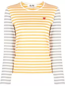 Comme Des Garons Play футболка в полоску с нашивкой-логотипом, оранжевый