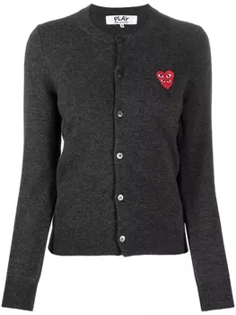 Comme Des Garons Play кардиган с нашивкой, серый