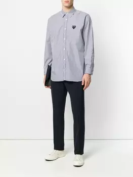 Comme Des Garons Play полосаая рубашка с логотипом, синий