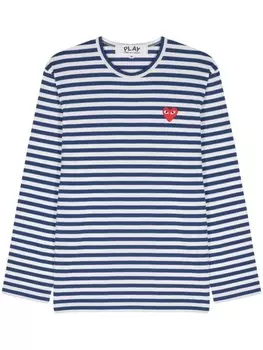 Comme Des Garons Play полосатая футболка с нашивкой, синий