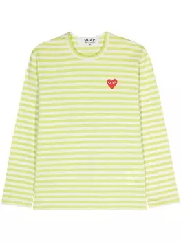 Comme Des Garons Play полосатая футболка с логотипом, зеленый