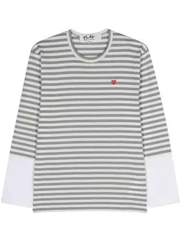 Comme Des Garons Play полосатая футболка с нашивкой, серый