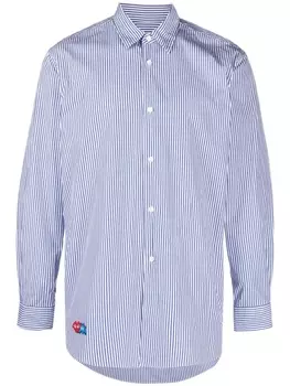 Comme Des Garons Play полосатая рубашка с нашивкой Pixel из коллаборации с Invader, белый