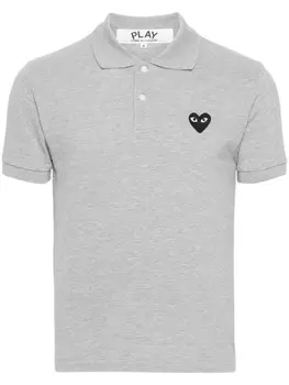 Comme Des Garons Play рубашка поло из ткани пике с нашивкой, серый