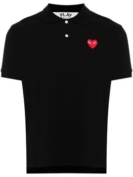 Comme Des Garons Play рубашка поло из ткани пике с нашивкой, черный