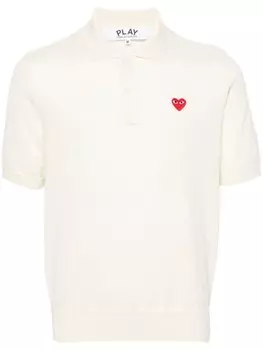 Comme Des Garons Play шерстяная рубашка поло с нашивкой, белый