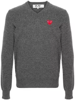 Comme Des Garons Play шерстяной джемпер с нашивкой, серый