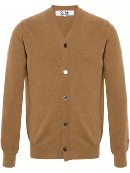 Comme Des Garons Play шерстяной кардиган с нашивкой, нейтральный цвет