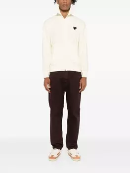 Comme Des Garons Play трикотажная спортивная куртка с принтом в виде сердца, нейтральный цвет