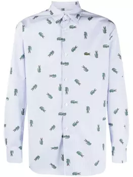 Comme Des Garons Shirt рубашка в полоску с логотипом из коллаборации с Lacoste, синий