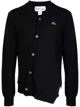 Comme Des Garons Shirt шерстяной кардиган асимметричного кроя из коллаборации с Lacoste, черный