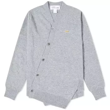 Comme des Garons Shirt x Lacoste Асимметричный кардиган, серый