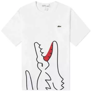 Comme des Garons SHIRT x Lacoste Oversized-футболка под крокодила, белый