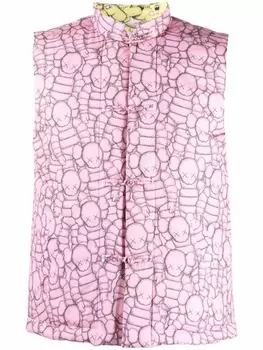 Comme Des Garons Shirt жилет с графичным принтом из коллаборации с KAWS, розовый