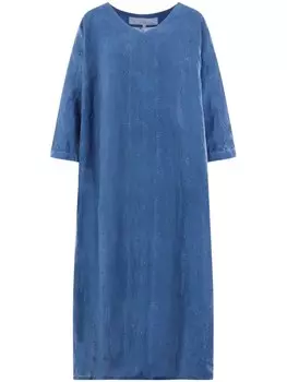 Comme des Garons TAO льняное платье с цветочной вышивкой, синий