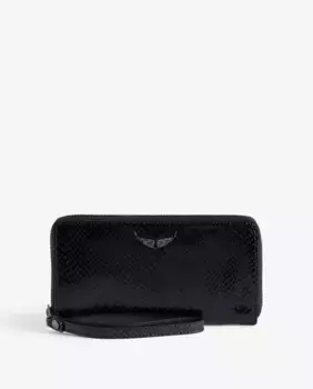 Compagnon Черный кожаный женский кошелек с глянцевым тиснением Zadig & Voltaire