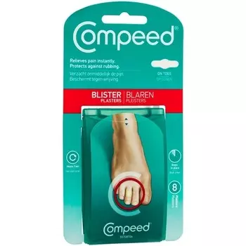 Compeed On Toes Blister Plasps 8 гидроколлоидных пластырей для ухода за ногами 1,7 x 5,1 см – упаковка из 8 шт.