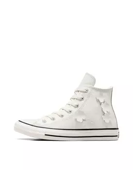 Converse – Chuck Taylor All Star Hi – белые высокие кеды с тиснением цветов