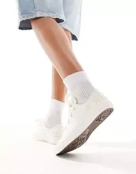 Converse — Chuck Taylor All Star Ox — кремовые высокие кеды с цветами из органзы и массивными шнурками