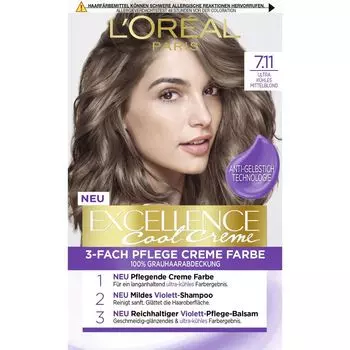 Cool Creme Coloration 7.11 Ультра холодный средний блондин L’Oral Paris, 1 шт.