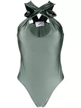 Coperni боди с цветочной аппликацией, зеленый