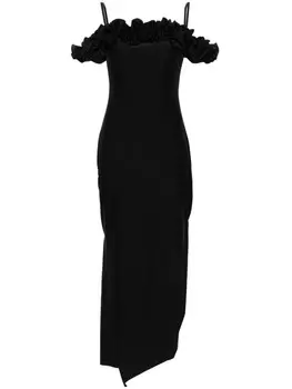 Coperni платье миди с оборками, черный