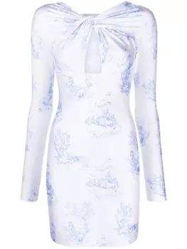 Coperni платье мини с драпировкой, белый