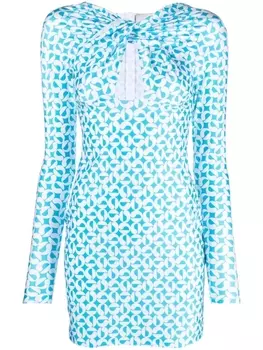 Coperni платье мини с драпировкой и вырезами, синий