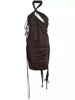 Coperni платье мини с открытыми плечами, коричневый