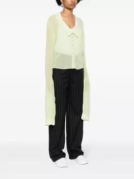 Coperni полупрозрачная рубашка с открытым воротником, зеленый