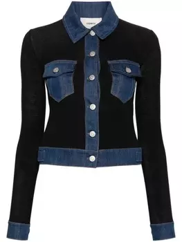 Coperni рубашка в рубчик со вставками из денима, черный