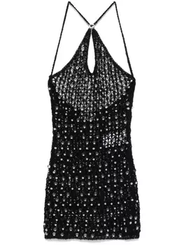 Coperni трикотажное платье мини с бисером, черный