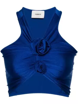 Coperni укороченный топ с цветочной аппликацией, синий