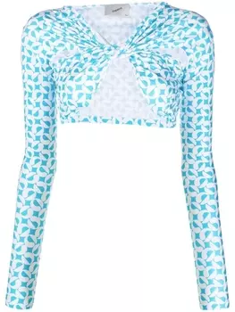 Coperni укороченный топ с узором и сборками, синий