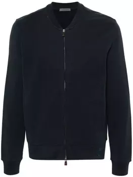 Corneliani бомбер с нашивкой-логотипом, синий