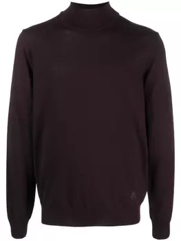 Corneliani джемпер из вирджинской шерсти с высоким воротником, фиолетовый