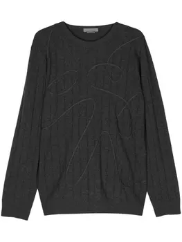 Corneliani джемпер из вирджинской шерсти в рубчик, серый