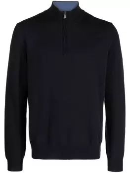 Corneliani джемпер с отделкой в рубчик, синий