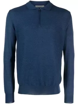 Corneliani фактурная шерстяная рубашка поло, синий