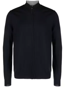 Corneliani кардиган на молнии с нашивкой-логотипом, синий