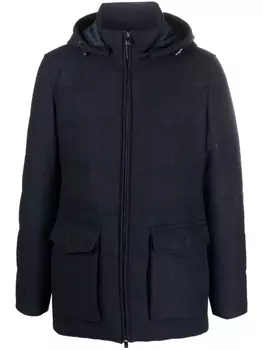 Corneliani кашемировый пуховик с карманами карго, синий