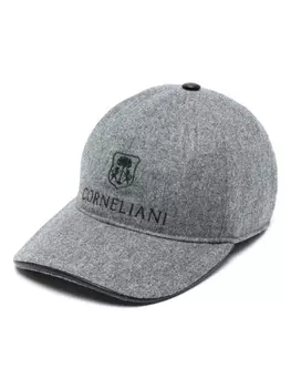 Corneliani кепка из вирджинской шерсти с вышитым логотипом, серый
