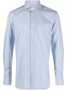 Corneliani клетчатая шерстяная рубашка с длинными рукавами, белый