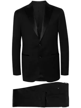 Corneliani костюм из вирджинской шерсти с однобортным пиджаком, черный
