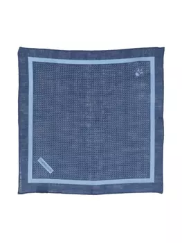 Corneliani льняной платок-паше с логотипом, синий